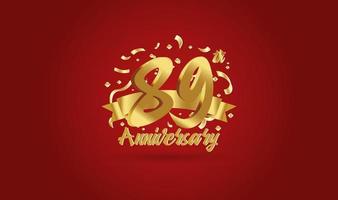 Anniversary celebration with the 89th number in gold and with the words golden anniversary celebration. vector