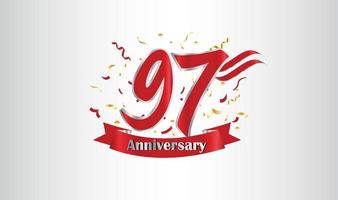 Anniversary celebration background. with the 97th number in gold and with the words golden anniversary celebration. vector