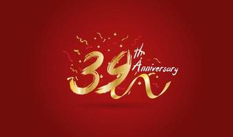 Anniversary celebration background. with the 39th number in gold and with the words golden anniversary celebration. vector