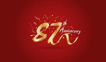 Anniversary celebration background. with the 87th number in gold and with the words golden anniversary celebration. vector