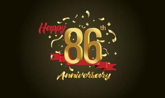 Anniversary celebration background. with the 86th number in gold and with the words golden anniversary celebration. vector