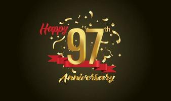 Anniversary celebration with the 97th number in gold and with the words golden anniversary celebration. vector