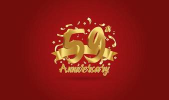 Anniversary celebration background. with the 59th number in gold and with the words golden anniversary celebration. vector