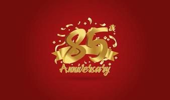 Anniversary celebration background. with the 85th number in gold and with the words golden anniversary celebration. vector
