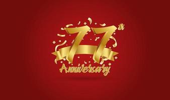 Anniversary celebration background. with the 77th number in gold and with the words golden anniversary celebration. vector