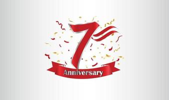 Anniversary celebration background. with the 7th number in gold and with the words golden anniversary celebration. vector