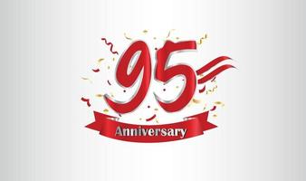 Anniversary celebration with the 95th number in gold and with the words golden anniversary celebration. vector