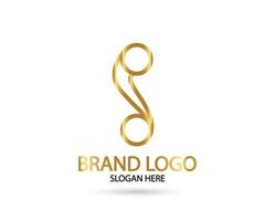 Letter S Linked Monogram in gold Logotype. Vector logo