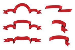 Conjunto de banners de vector de cinta roja brillante. colección de cintas. ilustración de diseño vectorial