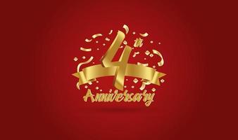 Anniversary celebration background. with the 4th number in gold and with the words golden anniversary celebration. vector