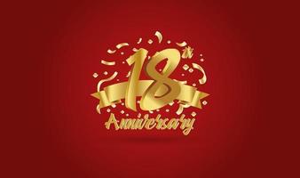 Anniversary celebration background. with the 18th number in gold and with the words golden anniversary celebration. vector