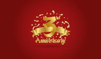 Anniversary celebration background. with the 3rd number in gold and with the words golden anniversary celebration. vector