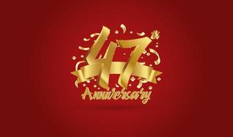 Anniversary celebration with the 47th number in gold and with the words golden anniversary celebration. vector