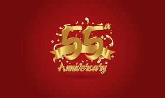 Anniversary celebration with the 55th number in gold and with the words golden anniversary celebration. vector