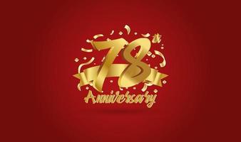 Anniversary celebration background. with the 78th number in gold and with the words golden anniversary celebration. vector