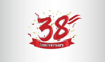 Anniversary celebration background. with the 38th number in gold and with the words golden anniversary celebration. vector