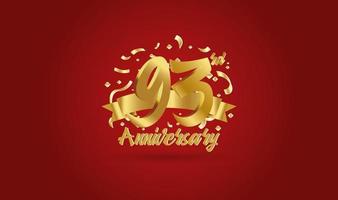 Anniversary celebration background. with the 93rd number in gold and with the words golden anniversary celebration. vector