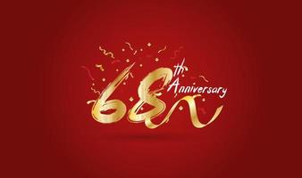 Anniversary celebration background. with the 68th number in gold and with the words golden anniversary celebration. vector