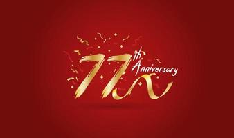 Anniversary celebration background. with the 77th number in gold and with the words golden anniversary celebration. vector