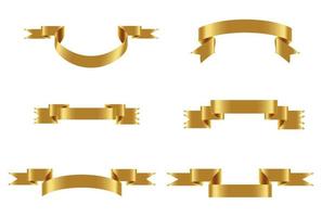 Gold glossy ribbon vector banners set. Ribbons collection. Vector Design Illustration