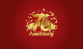 Anniversary celebration background. with the 76th number in gold and with the words golden anniversary celebration. vector