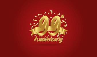 Anniversary celebration background. with the 99th number in gold and with the words golden anniversary celebration. vector