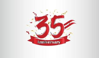 Anniversary celebration with the 35th number in gold and with the words golden anniversary celebration. vector