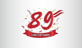 Anniversary celebration background. with the 89th number in gold and with the words golden anniversary celebration. vector