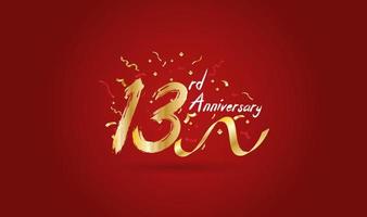 Anniversary celebration with the 13th number in gold and with the words golden anniversary celebration. vector