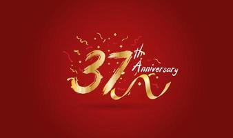 Anniversary celebration background. with the 37th number in gold and with the words golden anniversary celebration. vector