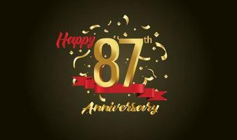 Anniversary celebration background. with the 87th number in gold and with the words golden anniversary celebration. vector