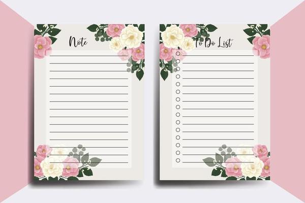 To do list Planner template Pink Mini Rose Flower Design