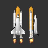 Space shuttle. Fighter. Rocket Carrier is taking off. Space design element. isolated on a gray background. . vector