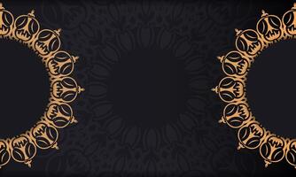 Two black and gold ornate frames on a black background vector