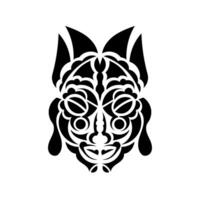 Tiki mask. Maori or polynesia pattern. Good for prints and tattoos. Isolated. Vector illustration.