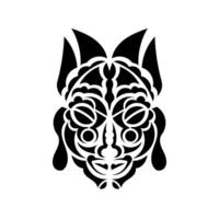 Tiki mask. Maori or polynesia pattern. Good for prints and tattoos. Isolated. Vector illustration.