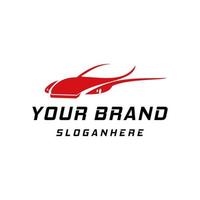 Red sport car logo design for dealer, shop, service station, showroom or corporate identity. Vector illustration.