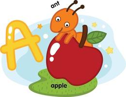 Alphabet Isolated Letter A-ant-apple illustration,vector vector