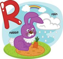 Alphabet Isolated Letter R-rabbit-rain illustration,vector vector