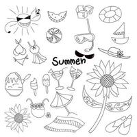 Collection Summer Time Doodle. Hand Draw Vector Illustration