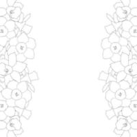 Daffodill - Narcissus Outline Border on White Background vector