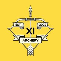 Archery emblem with simple line art style vector