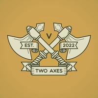 Crossed axes emblem with simple line art style vector