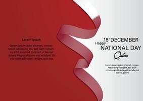 Qatar national day 18 th december with ribbon qatar flag color. vector illustration