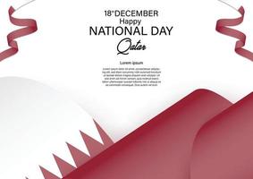 Qatar national day 18 th december with ribbon qatar flag color. vector illustration