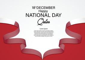 Qatar national day 18 th december with ribbon qatar flag color. vector illustration