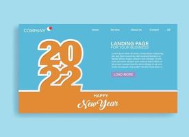 Happy New Year 2022 for Landing Page or Homepage with paper cut style, Vector Illustration