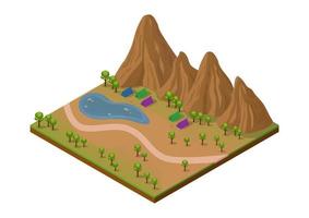 Isometric outdoor park with mountain vector