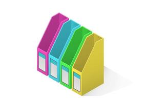 isometric colorful file box vector