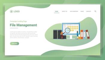 file management technology concept for website template landing homepage vector